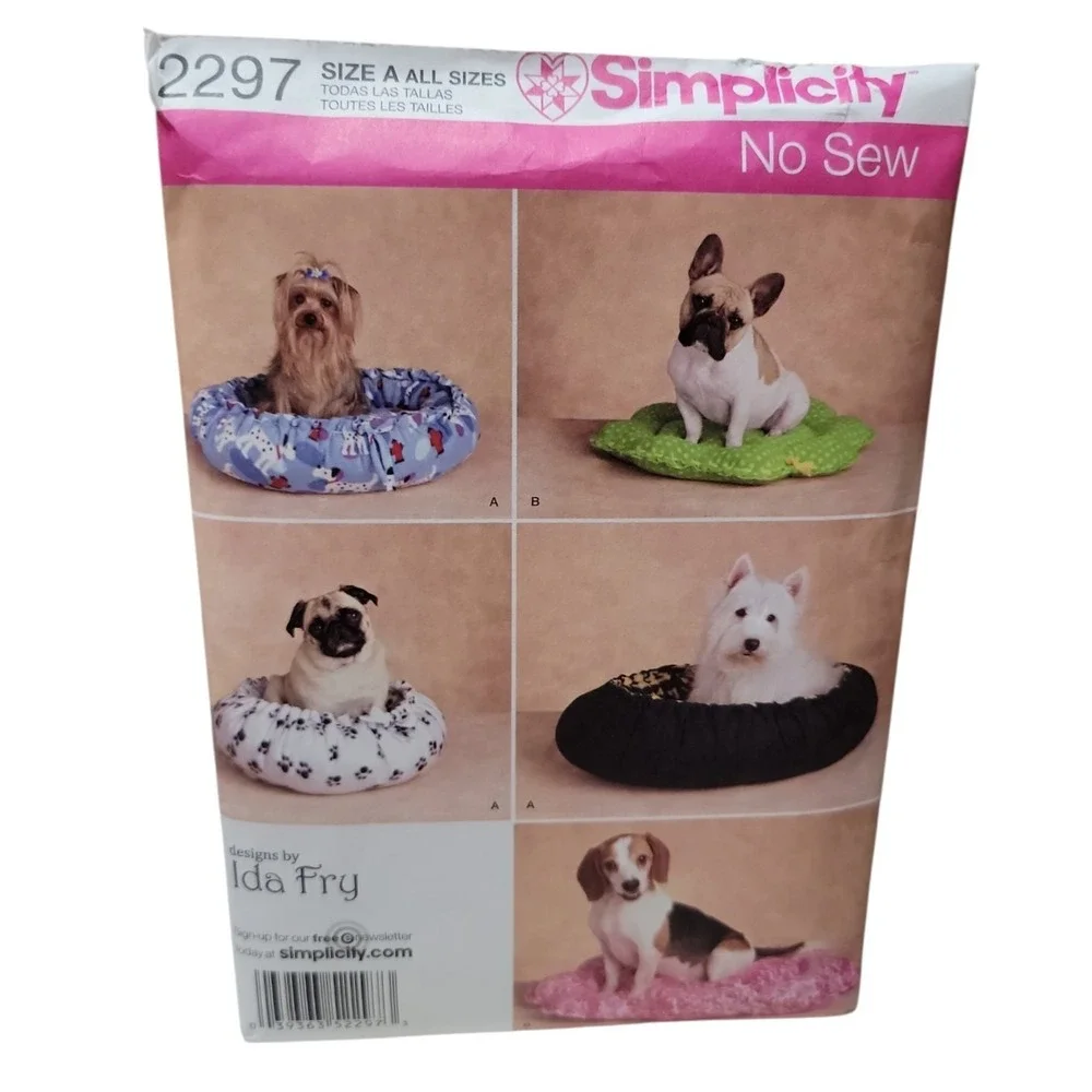 Lot of 3 Sewing Patterns Simplicity 2297 1083 Kwik Sew K3938 Dog Bed Pet Basket